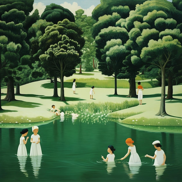 illustrazione della georgia o keeffe arte dei bambini del lago verde parco