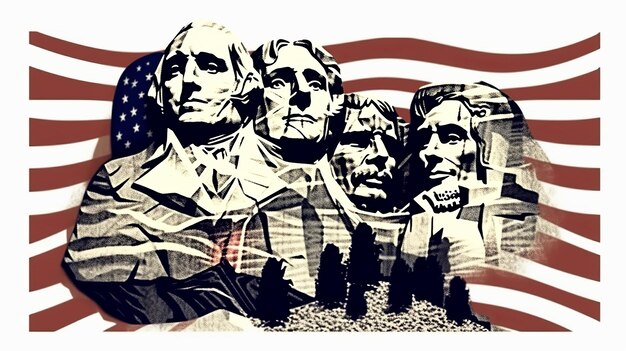 Illustrazione della Giornata del Presidente del Monte Rushmore Generative ai