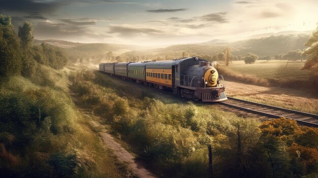 illustrazione della giornata ferroviaria nazionale 3d realistica