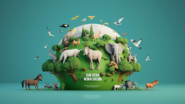 Illustrazione della giornata mondiale degli animali 3d