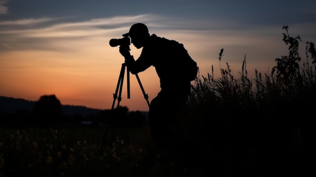 Illustrazione della giornata mondiale della fotografia con il fotografo che scatta foto IA generativa