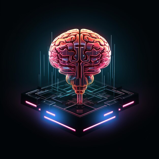 illustrazione della grafica minimalista del cervello umano digitale e artistico
