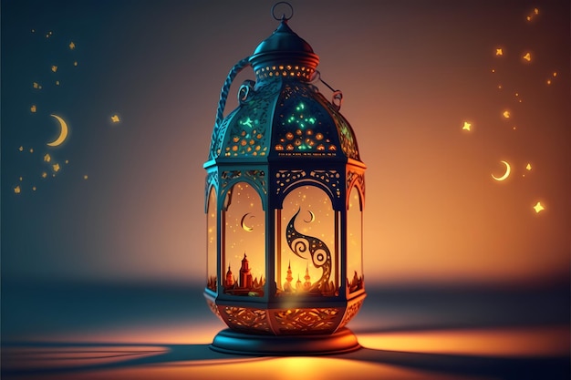 Illustrazione della lanterna del Ramadan, rendering 3D