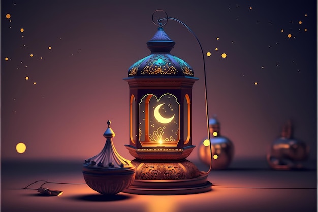 Illustrazione della lanterna del Ramadan, rendering 3D