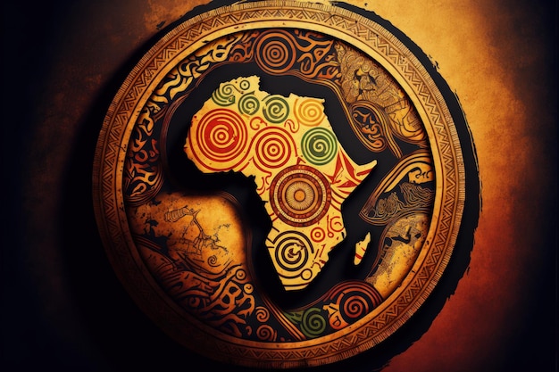 Illustrazione della mappa dell'Africa con i colori africani mese della storia nera IA generativa