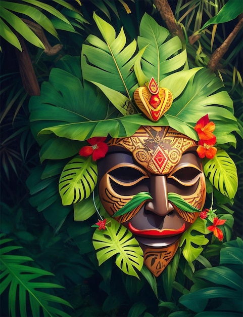 Illustrazione della maschera Tiki tropicale