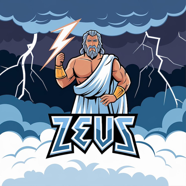 Foto illustrazione della mascotte zeus logo design