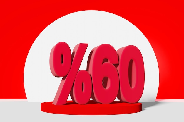 Illustrazione della mega vendita con uno sconto del 10% in colore rosso Illustrazione 3D con sfondo rosso e spazio per la copia