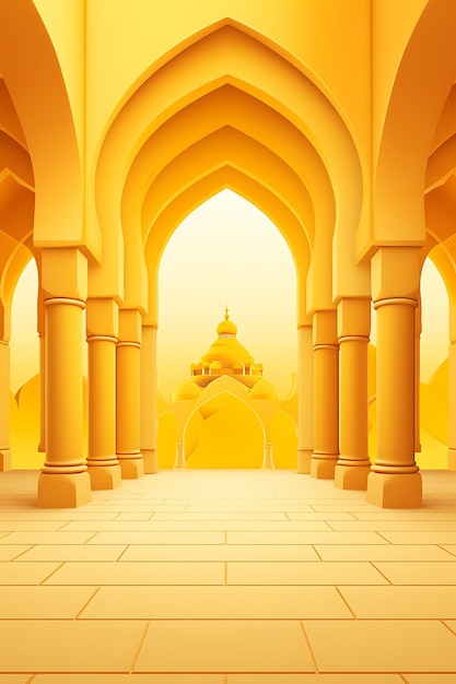 Illustrazione della moschea gialla islamica