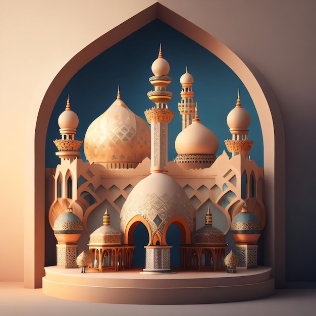 Illustrazione della moschea musulmana per sfondo ramadhan e sfondo islamico