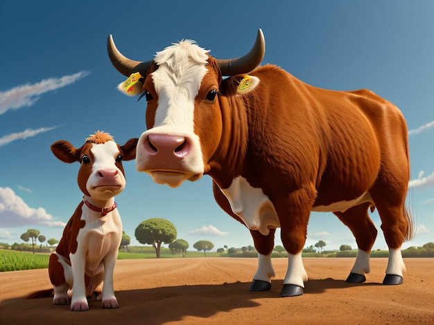 illustrazione della mucca con il suo vitello