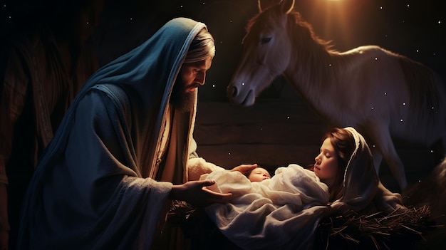 illustrazione della nascita di Gesù in un ultra stabile