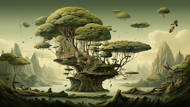 illustrazione della natura stile surrealismo