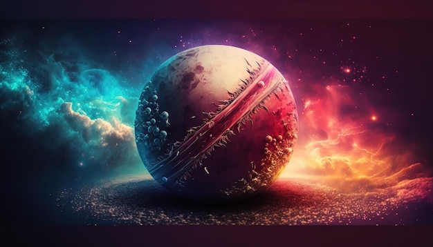 Illustrazione della palla da cricket cosmica IA generativa