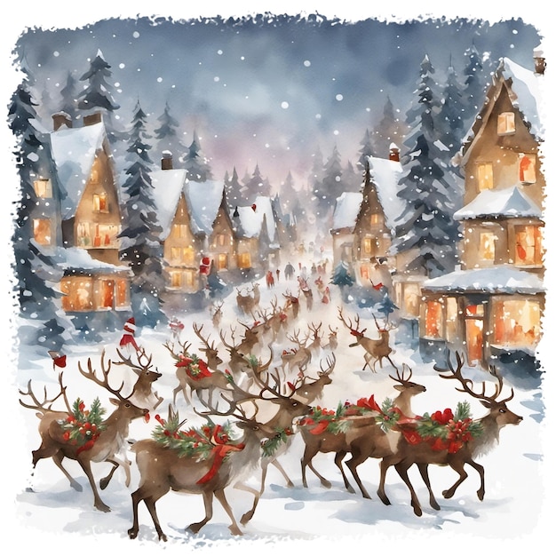 Illustrazione della parata delle renne di Natale