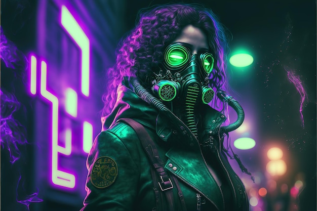 Illustrazione della ragazza cyberpunk in stile futuristico