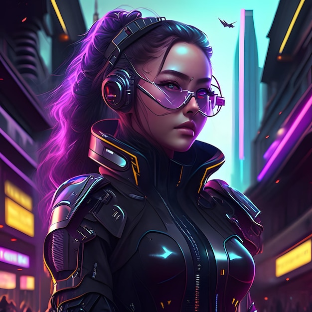 illustrazione della ragazza cyberpunk