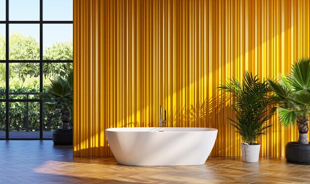 Illustrazione della rappresentazione 3D degli interni luminosi moderni del bagno