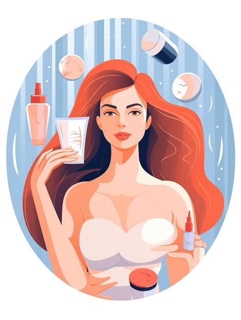 Illustrazione della routine di cura della pelle femminile