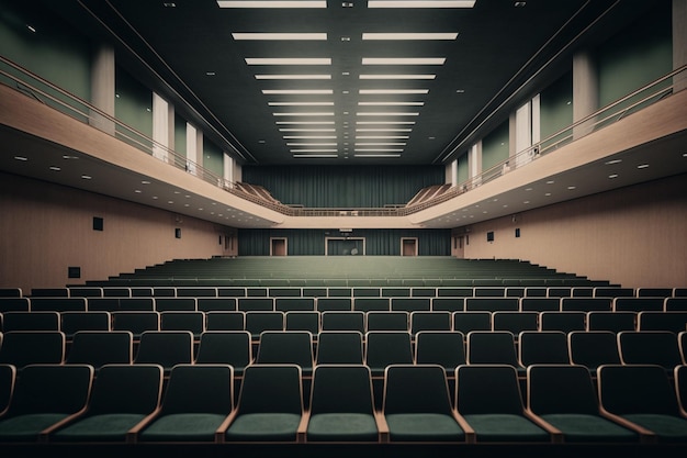 Illustrazione della sala conferenze dell'auditorium vuoto IA generativa