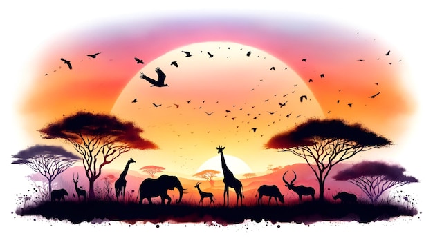 Illustrazione della silhouette degli animali per la Giornata mondiale della fauna selvatica