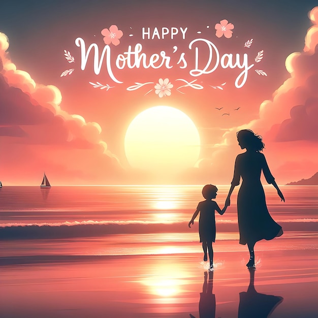 Illustrazione della silhouette di Happy Mothers Day