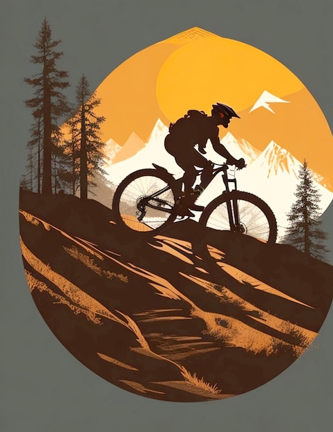 illustrazione della siluetta dell'uomo in mountain bike