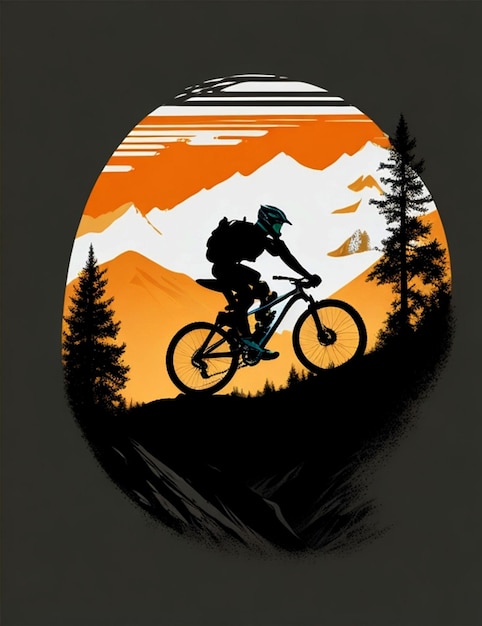 illustrazione della siluetta dell'uomo in mountain bike