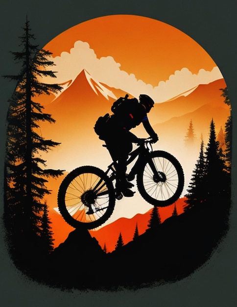 illustrazione della siluetta dell'uomo in mountain bike