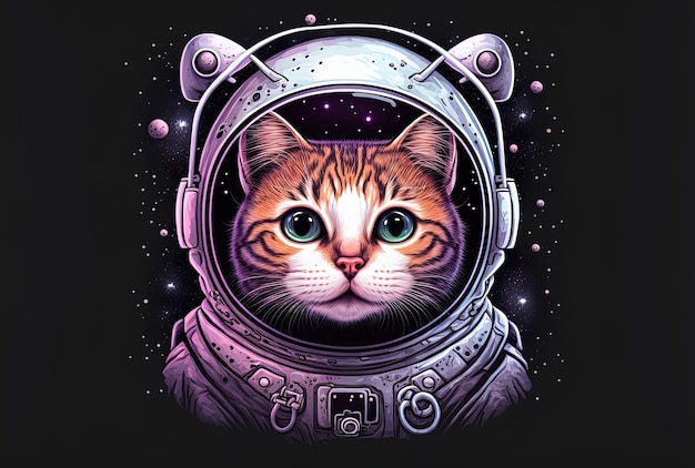 Illustrazione della simpatica mascotte del gatto astronauta