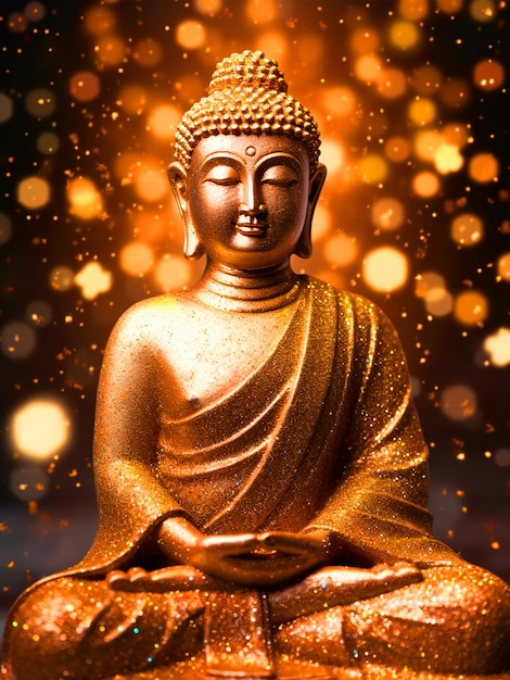 Illustrazione della statua di Lord Buddha in colore dorato