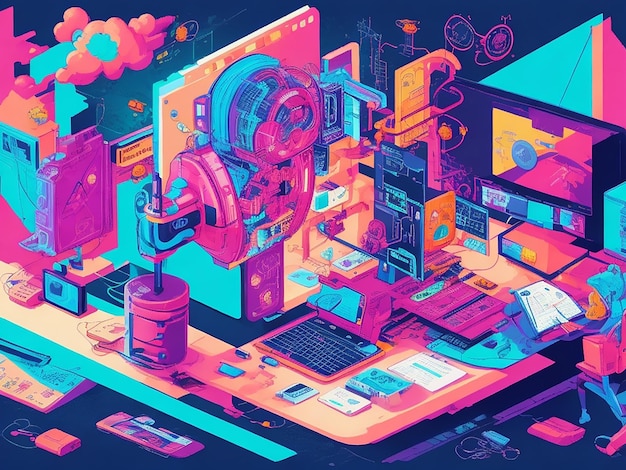 Illustrazione della strategia di marketing tecnologico digitale