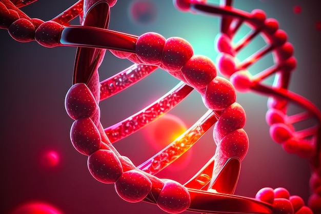 Illustrazione della struttura dell'elica del DNA in soluzione corporea IA generativa