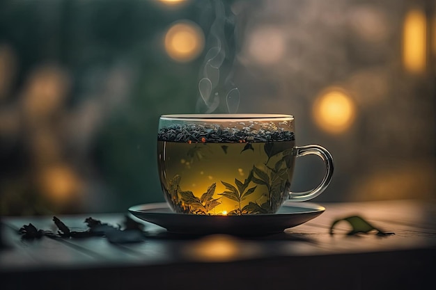 Illustrazione della tazza di tè verde AI generativa