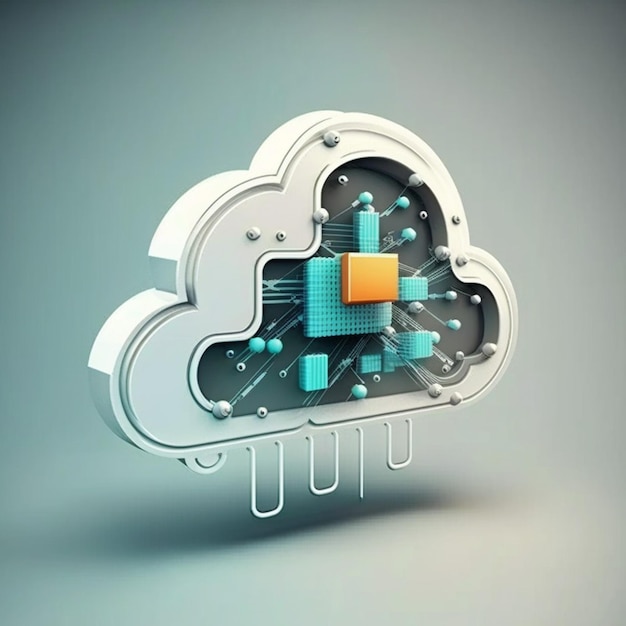 Illustrazione della tecnologia di cloud computing creata con l'IA generativa