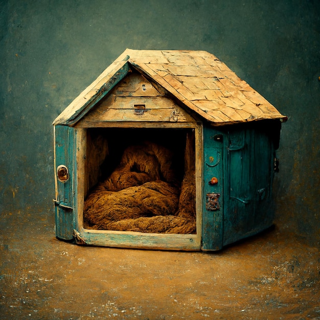 Illustrazione della vernice del blackground di concetti di arte della barkitecture della casa del cane divertente