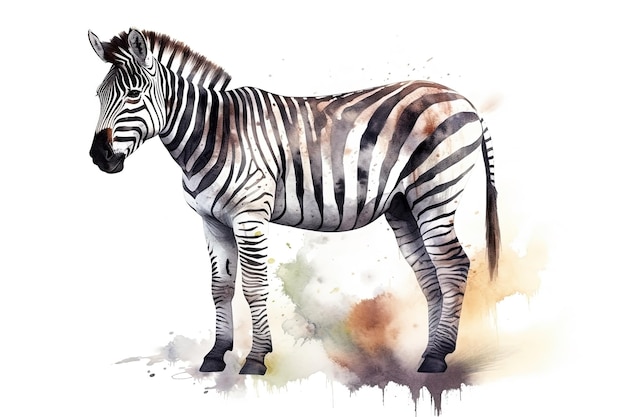 Illustrazione della zebra dell'acquerello su priorità bassa bianca