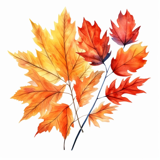 illustrazione delle foglie autunnali nello stile dell'acquerello vettoriale grap