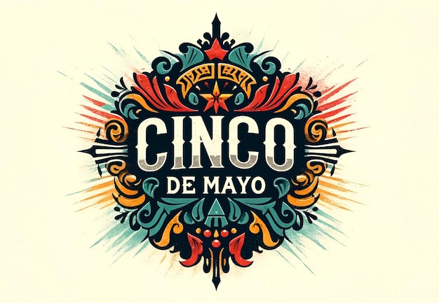 Illustrazione delle lettere Cinco de Mayo in stile grunge