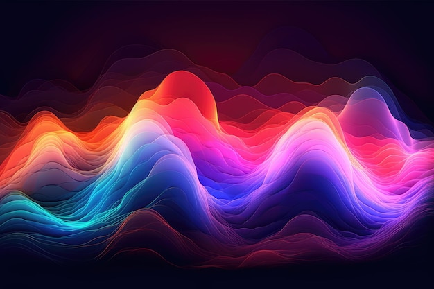Illustrazione delle onde sonore al neon onde al neon generative ai