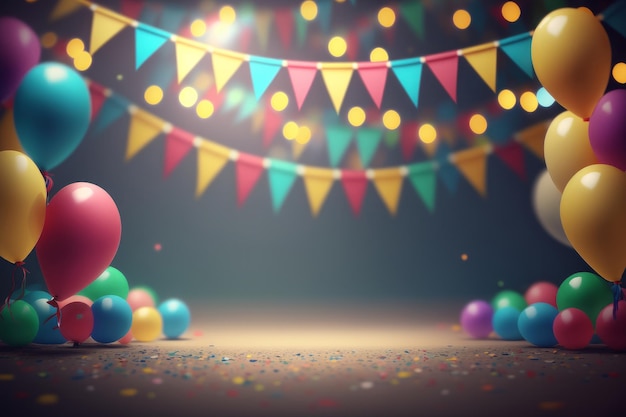 Illustrazione dello sfondo del palloncino della festa di compleanno AI GenerativexA