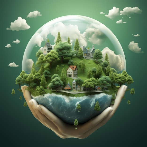 Illustrazione dello sfondo della Giornata verde dell'ambiente Sfondo della Giornata mondiale dell'ozono
