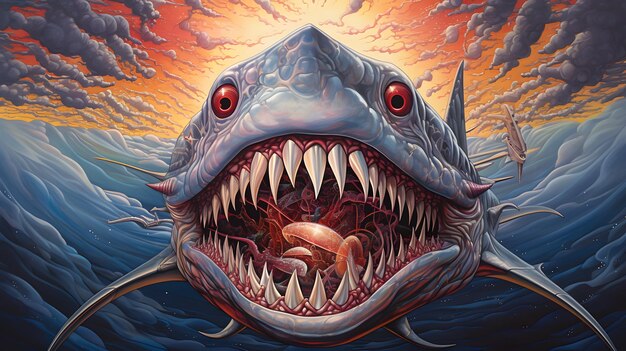 Illustrazione dello sfondo dello squalo grande bianco