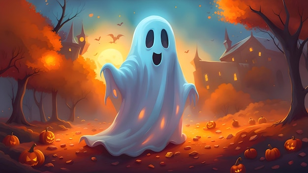 Illustrazione dello sfondo di Halloween con il fantasma