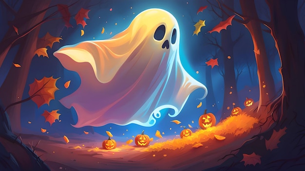 Illustrazione dello sfondo di Halloween con il fantasma