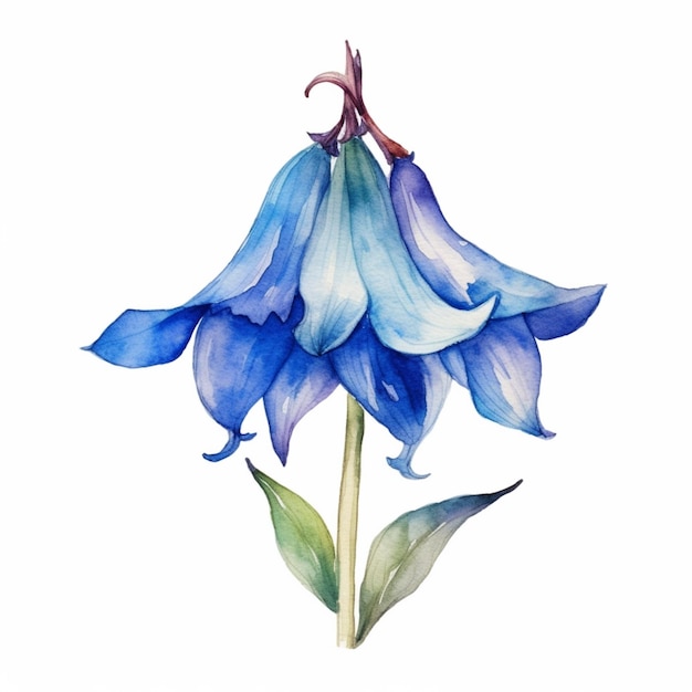 Illustrazione dettagliata ad acquerello che mostra la bellezza di una campana blu