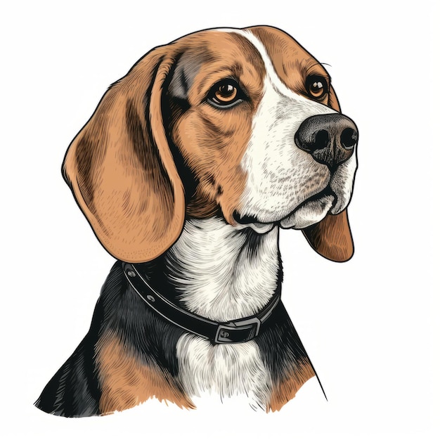 Illustrazione dettagliata del ritratto del cane Beagle con ombra ad alto contrasto