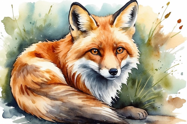 Illustrazione di acquerello dipinto di volpe