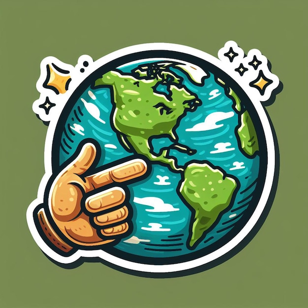 Illustrazione di adesivo a cartone animato del globo terrestre