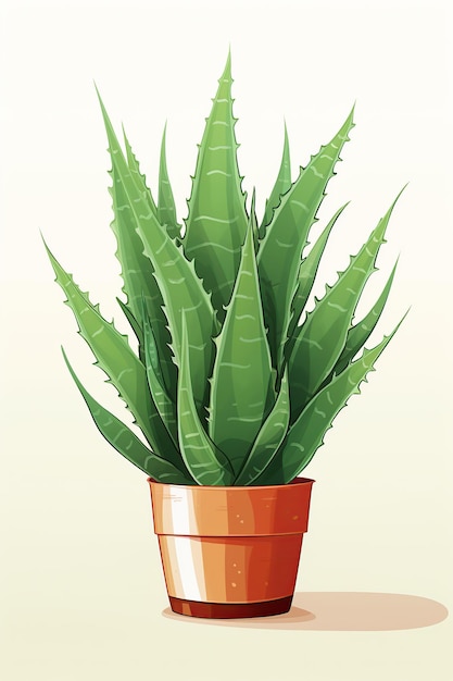 Illustrazione di aloe vera in vaso su sfondo bianco